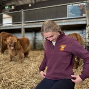 Embroidered Cute Highland Cow 1/4 Zip Sweatshirt